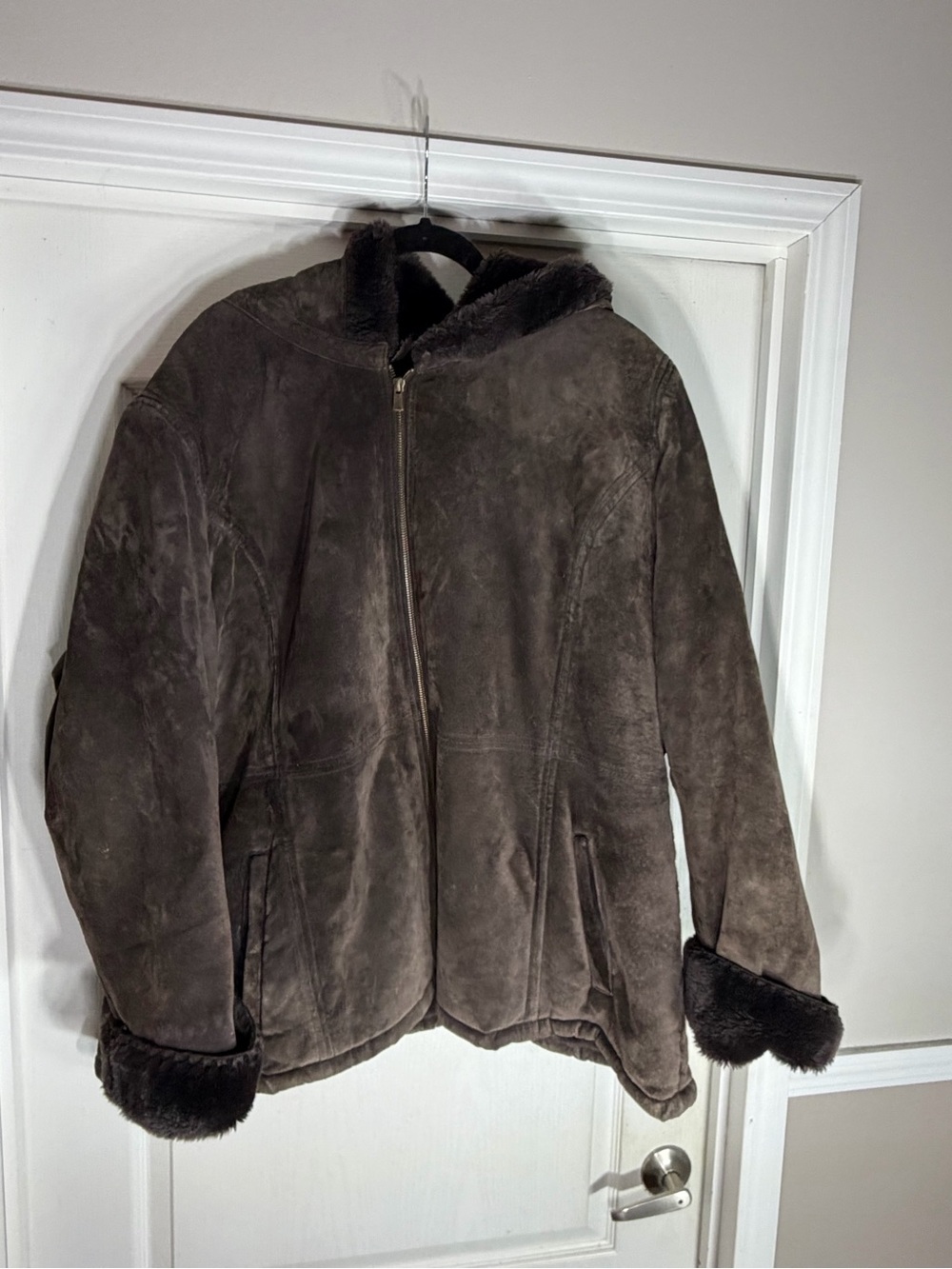 Women’s Sonoma Chocolate Suede Shearling Zip Jacket 3X